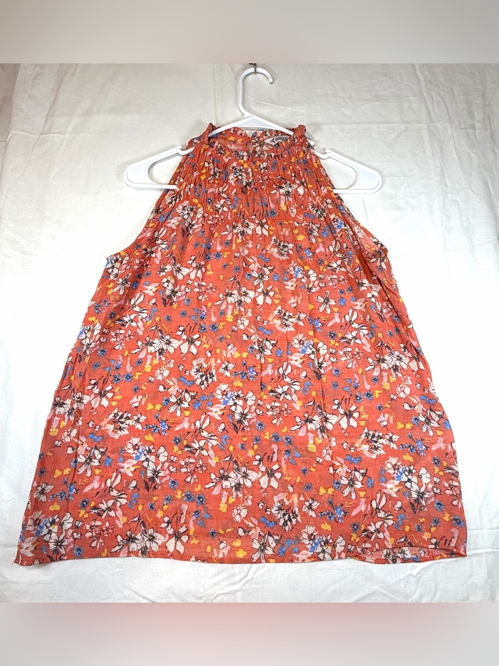 Nanette Lepore Coral Floral Smocked Halter Tank